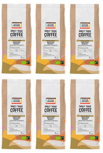 Bio Filterkaffee (6 x 250 g) | Direct Trade Coffee | von Fairtrade Original | Filterkaffee gemahlen | Bio und fair trade zertifiziertes Kaffeepulver | Medium Roast Kaffee aus Kolumbien von fairtrade ORIGINAL