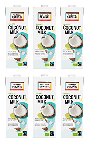 Bio Kokosmilch 6 x 1 Liter Tetrapack | von Fairtrade Original | aus Sri Lanka | ideal für asiatische Gerichte | für einen reichen, sahnigen Geschmack | 100% Bio | vegane Milch | Cocos Milk von fairtrade ORIGINAL