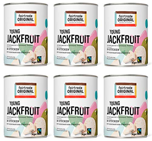 Jackfruit von Fairtrade Original | Jackfruit Fleischersatz | veganes Fleisch | Jackfruit in Dose | Fair Trade gehandelte Jackfruit | Junge Jackfrucht in Stücken (6 Dosen (je 550g)) von fairtrade ORIGINAL