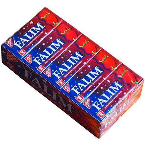 Falim Kaugummi mit Erdbeeraroma ohne Zucker (20 x 5 Stück/140g) von Falim