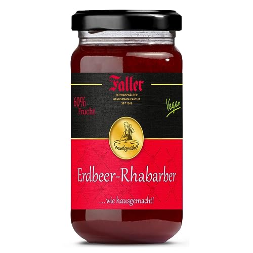 Fruchtaufstriche aus dem Schwarzwald Faller Erdbeer-Rhabarber Konfitüre extra wie hausgemacht! mit 60% Frucht 330 Gramm von Faller Konfitüren