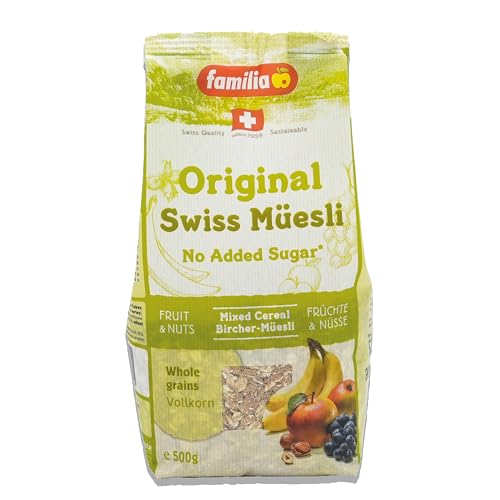 Familia Orginal Swiss Müesli 500 g - Birchermüsli ohne Zucker - Vollkorn - Früchte von Familia