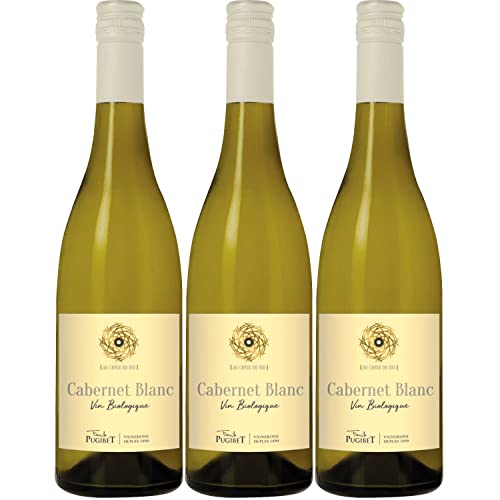 Famille Pugibet Cabernet Blanc Piwi Weißwein Wein trocken Bio Frankreich I Visando Paket (3 Flaschen) von Famille Pugibet