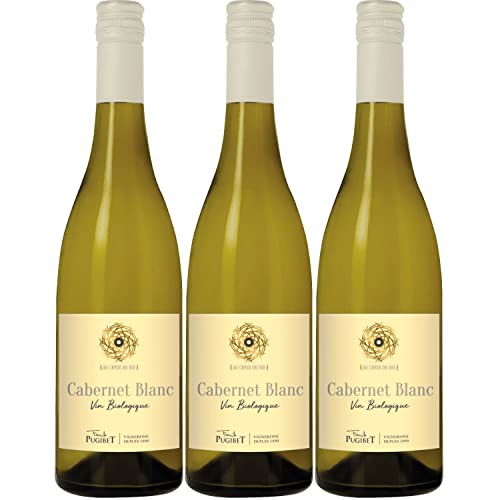 Famille Pugibet Cabernet Blanc Piwi Weißwein Wein trocken Bio Frankreich I Visando Paket (3 Flaschen) von Famille Pugibet