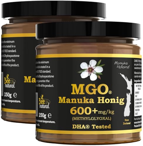 BEE NATURAL MGO 600+ PREMIUM MONOFLORAL NEUSEELAND MANUKA HONIG IN EINEM UMWELTFREUNDLICHEN ECHTGLASGEFÄß AUS NICHT GEFÄRBTEM GLAS * 2x 250G MANUKAHONIG * MGO 514 550 = UMF 15, 600 625 = UMF 16 BEE NATURAL MGO 600+ PREMIUM MONOFLORAL NEUSEELAND MANUKA HONIG IN EINEM UMWELTFREUNDLICHEN ECHTGLASGEFÄß AUS NICHT GEFÄRBTEM GLAS * 2x 250G MANUKAHONIG * MGO 514 550 = UMF 15, 600 625 = UMF 16 von Family Foods
