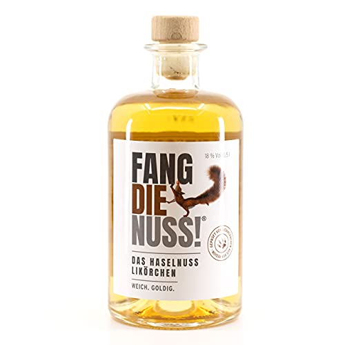 Fang die Nuss! | Premium Haselnusslikör | Weich. Goldig. | 18% Vol. Alkohol | Geprüft von Eichhörnchen aus der Region | Charity Geschenk | 0,5l | Genießen & Gutes tun von Fang die Nuss