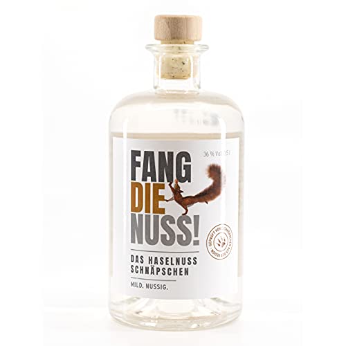 Fang die Nuss! | Premium Haselnuss Schnaps | Mild. Nussig. | 36% Vol. Alkohol | Geprüft von Eichhörnchen aus der Region | Charity Geschenk | 0,5l | Genießen & Gutes tun von Fang die Nuss