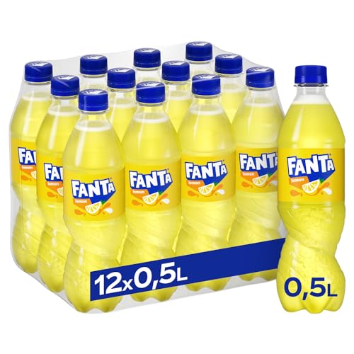 Fanta Lemon - fruchtig-spritzige Limonade mit Zitronen-Geschmack - erfrischender Softdrink in Einweg Flaschen (12 x 500 ml) von Fanta (FANYL)