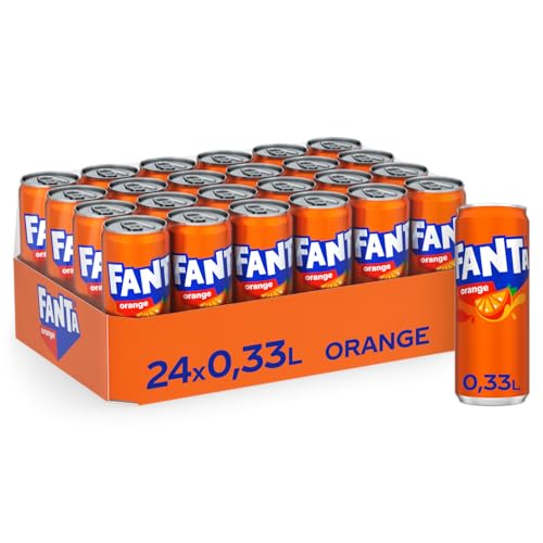 Fanta Orange - fruchtig-spritzige Limonade mit klassischem Orangengeschmack - erfrischendes Softgetränk in Einweg Dosen (24 x 330 ml) von Fanta