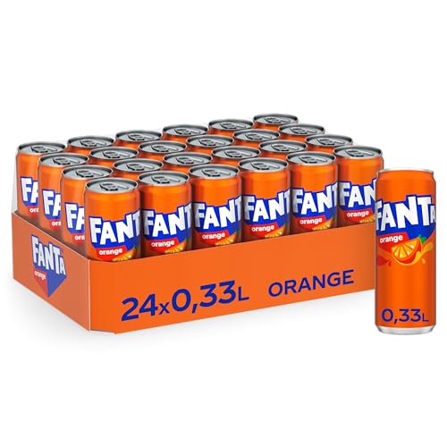 Fanta Orange - fruchtig-spritzige Limonade mit klassischem Orangengeschmack - erfrischendes Softgetränk in Einweg Dosen (24 x 330 ml) von Fanta