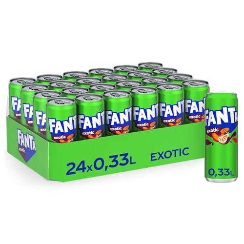 Fanta Exotic - mit intensivem Geschmack einer Mischung tropischer Früchte - spritzig-erfrischendes Softgetränk in Einweg Dosen (24 x 330 ml) von Fanta