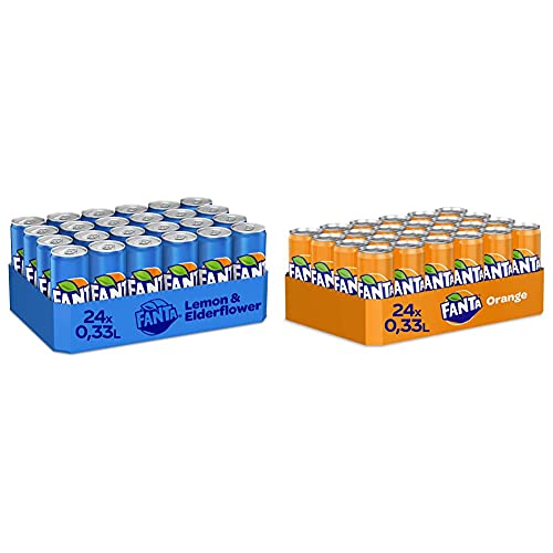 Fanta Lemon & Elderflower 24er Pack, EINWEG (24 x 330 ml) & Orange EINWEG Dose, (24 x 330 ml) von Fanta