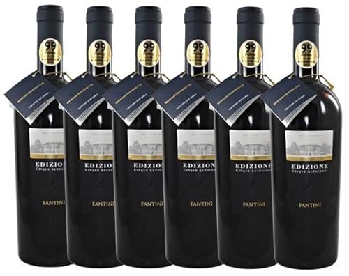 6 Flaschen Edizione Cinque Autoctoni N ° 21 VDT 2019 von Fantini Farnese Vini im Sparpack (6x0,75l), sensationeller Rotwein aus den Abruzzen mit 99 Punkten von Luca Maroni - Best Italian Red 2018 von Fantini Farnese Vini