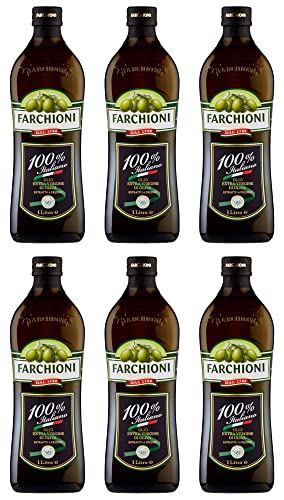 6x Farchioni Olio Extra Vergine di Oliva 100% Italiano Natives Olivenöl extra mit Italienische Oliven 1Lt kalte Extraktion Speiseöl von Farchioni