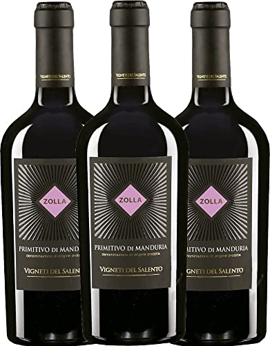 VINELLO 3er Weinpaket - Zolla Primitivo di Manduria DOP - Vigneti del Salento mit einem VINELLO.weinausgießer | 3 x 0,75 Liter VINELLO 3er Weinpaket - Zolla Primitivo di Manduria DOP - Vigneti del Salento mit einem VINELLO.weinausgießer | 3 x 0,75 Liter von Farnese Vini