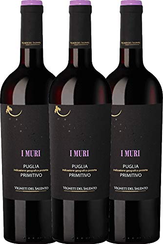 Vinello 3er Paket - I Muri Primitivo Puglia IGP - Vigneti del Salento mit VINELLO.weinausgießer | 3 x 0,75 Liter von Farnese Vini