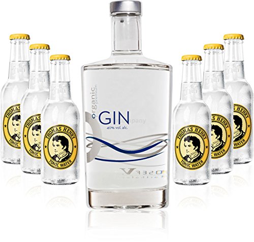 Gin Tonic Set - Organic Gin 0,7l 700ml (40% Vol) + 6x Thomas Henry Tonic Water 200ml inkl. Pfand MEHRWEG von Thomas Henry-Thomas Henry