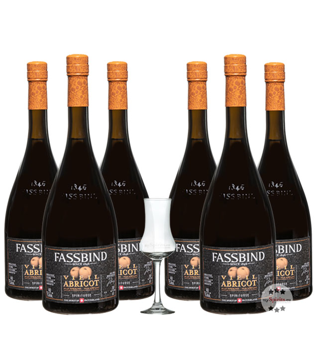 Fassbind Sechserpack Alte Aprikose - Vieil Abricot (40% Vol., 0,7 Liter) von Fassbind