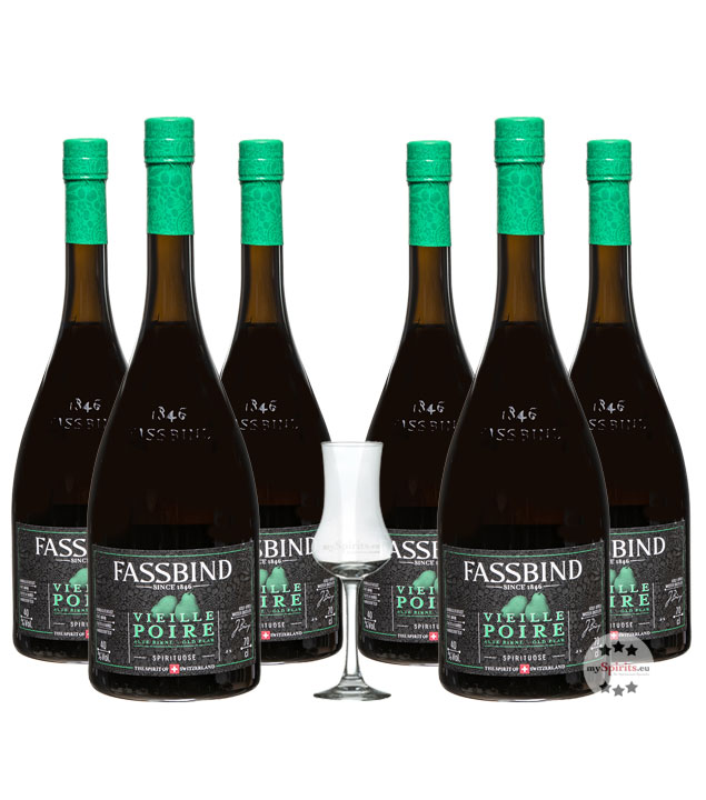 Fassbind Sechserpack Alte Birne - Vieille Poire (40% Vol., 0,7 Liter) von Fassbind