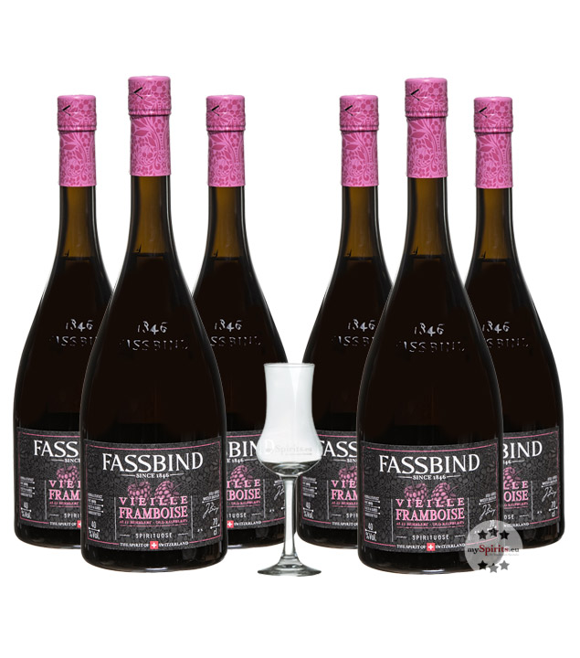 Fassbind Sechserpack Alte Himbeere - Vieille Framboise (40% Vol., 0,7 Liter) von Fassbind