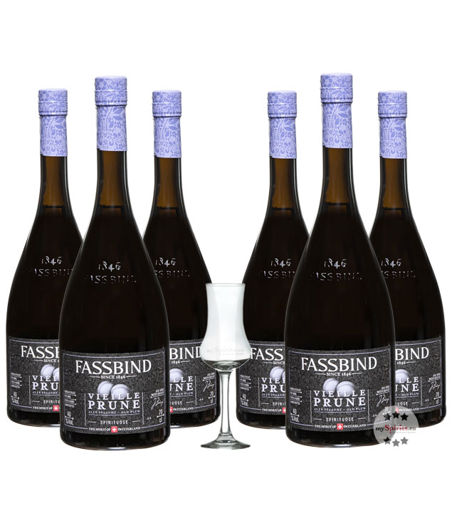 Fassbind Sechserpack Alte Pflaume - Vieille Prune (40% Vol., 0,7 Liter) von Fassbind