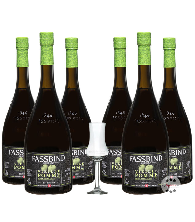 Fassbind Sechserpack Alter Apfel - Vieille Pomme (40% Vol., 0,7 Liter) von Fassbind