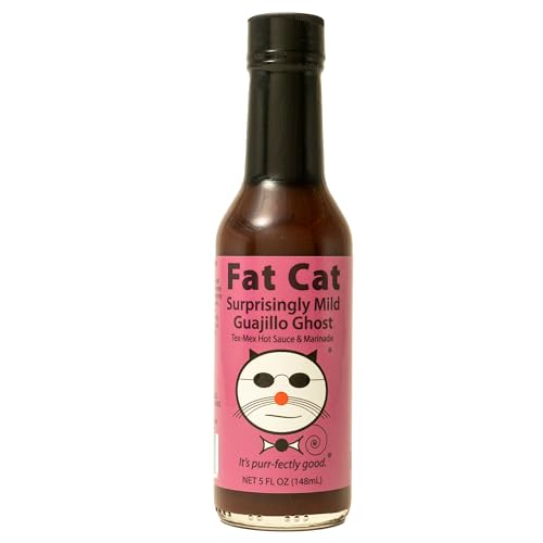 Fat Cat Surprisingly Mild Guajillo Ghost Tex-Mex Hot Soce and Marinade, Konservierungsmittelfrei, glutenfrei, zuckerfrei, milde Hitze, 142 ml Glasflasche Fat Cat Surprisingly Mild Guajillo Ghost Tex-Mex Hot Soce and Marinade, Konservierungsmittelfrei, glutenfrei, zuckerfrei, milde Hitze, 142 ml Glasflasche von Fat Cat