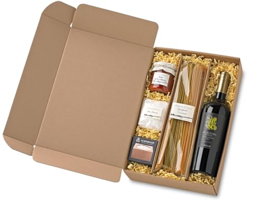 Geschenkkorb Italien Al Dente I Präsent für Kunden Geschenkbox mit Primitivo Rotwein und italienischen Spezialitäten von Fattoria San Vincenzo