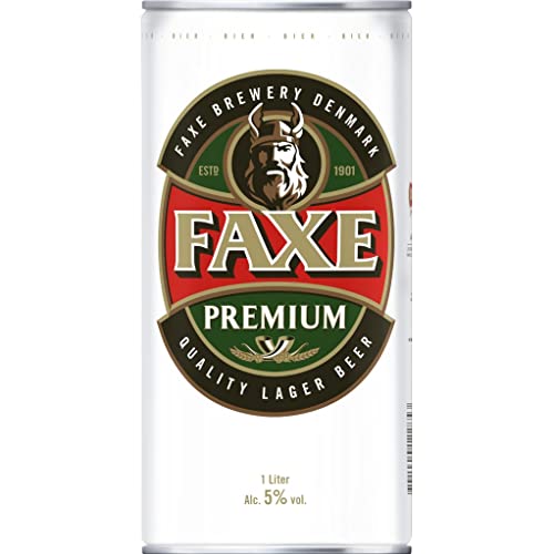 FAXE Premium 5% Dänisches Lagerbier 12 x 1 l Dosenbier von FAXE