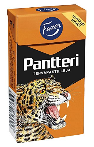 Fazer Pantteri - Original Finnisch Teers Salzige Lakritze Salzlakritz Lakritz Salmiak Süßigkeiten Pastillen Box 38g von Fazer Pantteri