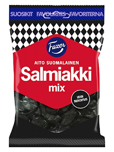 Fazer Salmiakki Mix - Original Finnisch Salzlakritz Lakritz Salmiak Weingummi Süßigkeiten 180g von Fazer Salmiakki