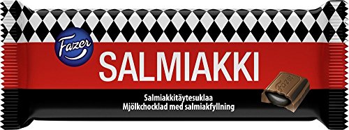Fazer Salmiakki - Original Finnisch Milchschokolade mit salziger Lakritzfüllung - Riegel 100g von Fazer Salmiakki