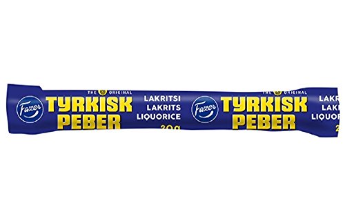 Fazer Tyrkisk Peber Lakritsi - Original Finnisch Schwarzer Lakritz mit Pfeffergeschmackfüllung 20g x 10 stck von Fazer Tyrkisk Peber