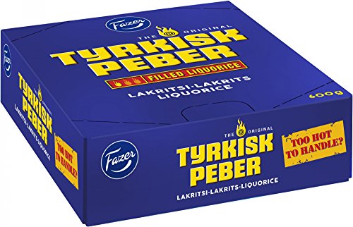 Fazer Tyrkisk Peber Lakritsi - Original Finnisch Schwarzer Lakritz mit Pfeffergeschmackfüllung 20g x 30 stck von Fazer Tyrkisk Peber