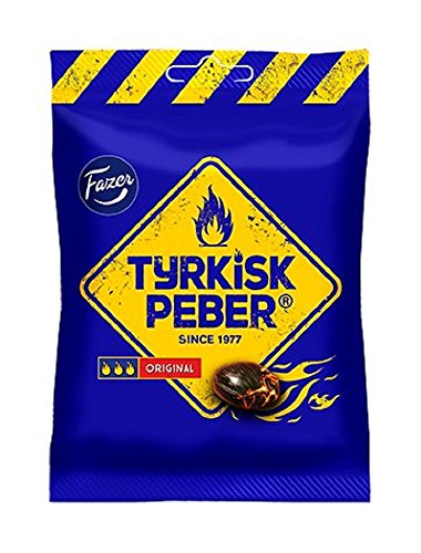 Fazer Tyrkisk Peber Original - Finnisch Salzlakritz Salmiak Harte Gekocht Pfeffer Süßigkeiten 120g von Fazer Tyrkisk Peber