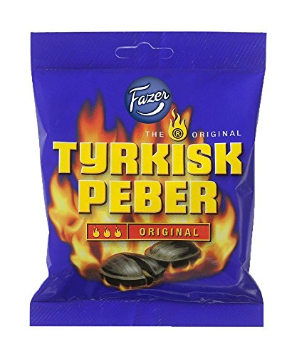 Fazer Tyrkisk Peber Original - Finnisch Salzlakritz Salmiak Harte Gekocht Pfeffer Süßigkeiten 150g von Fazer Tyrkisk Peber
