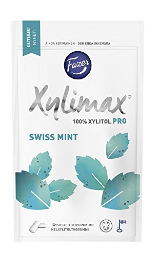 Fazer Xylimax SWISS MINT - 100% Xylitol - PRO - Zuckerfrei - Kaugummis - Tasche 80g. von Fazer