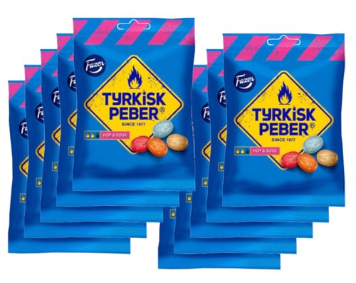 10er SET Fazer Tyrkisk Peber Hot & Sour 150 g / Fruchtdragee mit Salmiakkern 10er SET Fazer Tyrkisk Peber Hot & Sour 150 g / Fruchtdragee mit Salmiakkern von Fazer