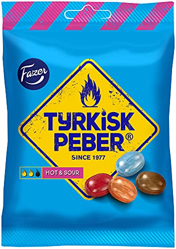 12 x 150 g Fazer Tyrkisk Peber Hot & Sour Süßigkeitenbeutel finnische harte Süßigkeiten von Fazer