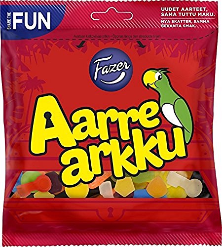 Fazer Aarrearkku Schatztruhe – finnisch – Mischung aus Salmiak, Lakritz & fruchtig – Weingummi – Süßigkeiten – Beutel 280 g von Fazer