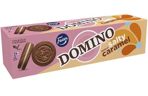 Fazer Domino Salzy Caramel -Kekse 24 Kisten mit 175 g 148,8 Unzen von Fazer