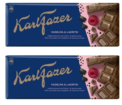 Fazer Karl Fazer Himbeer & Likorice Milchschokolade 2 Bars von 200 g 14,2 Unzen von Fazer