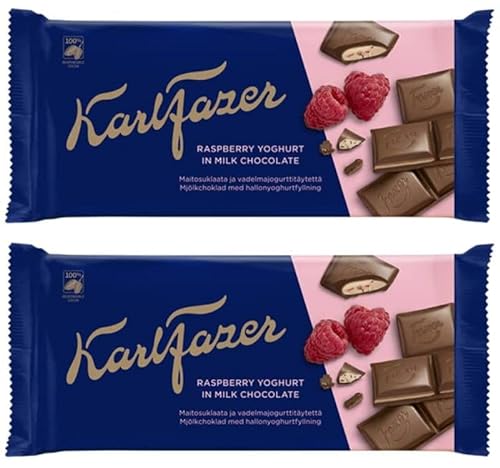 Fazer Karl Fazer Himbeerjoghurt -Schokolade 2 Bar von 121 g 8,6 Unzen von Fazer