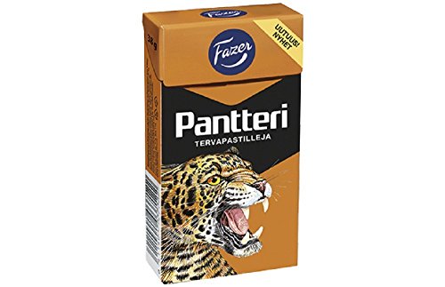 Fazer Pantteri Tervapastilleja (Panther) Salzene Lakritzpastillen Pastillen Dragees Tropfen Süßigkeiten 4 Boxen à 38 g von Fazer