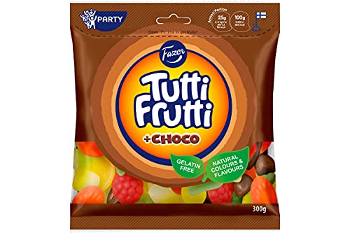 Fazer Tutti Frutti Choco Bonbons 300g - gemischte Fruchtgummi mit Schokolade von Fazer
