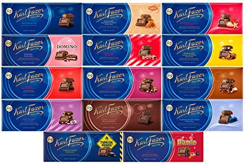 Karl Fazer Schokolade 180g-200g (10er Pack) - Wählen Sie 10 Tafeln aus 14 Geschmacksrichtungen von Fazer