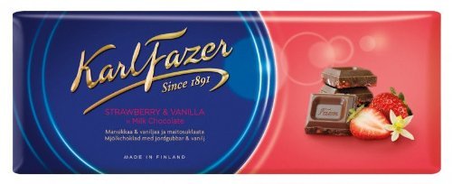 Milchschokolade mit roter Erdbeeren und Vanille aus Finnland by Karl Fazer [Packung zu 8] von Fazer