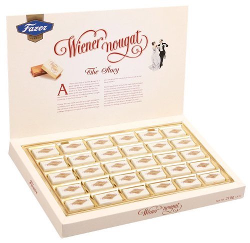 Wiener Nougat Milch Schokolade Bonbons mit weichem Mandel Krokant 210g Geschenkbox by Karl Fazer [3er Pack] von Fazer