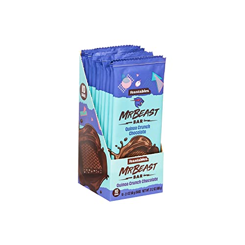 Feastables MrBeast Chocolate Bars/Schokoladetafeln (10 x 60g) - Das schokolade geschenk für das echte Biest. (Quinoa Crunch Chocolate) von Feastables