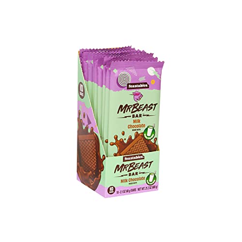 Feastables MrBeast Chocolate Bars/Schokoladetafeln (10 x 60g) - Das schokolade geschenk für das echte Biest. (Milk Chocolate) von Feastables